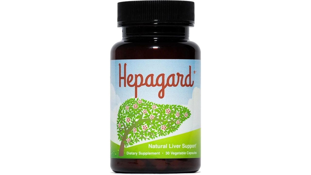 Hepagard liver support supplement bottle with natural ingredients label